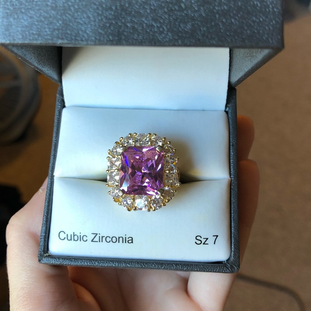 Large Pink Cubic Zirconia Ring